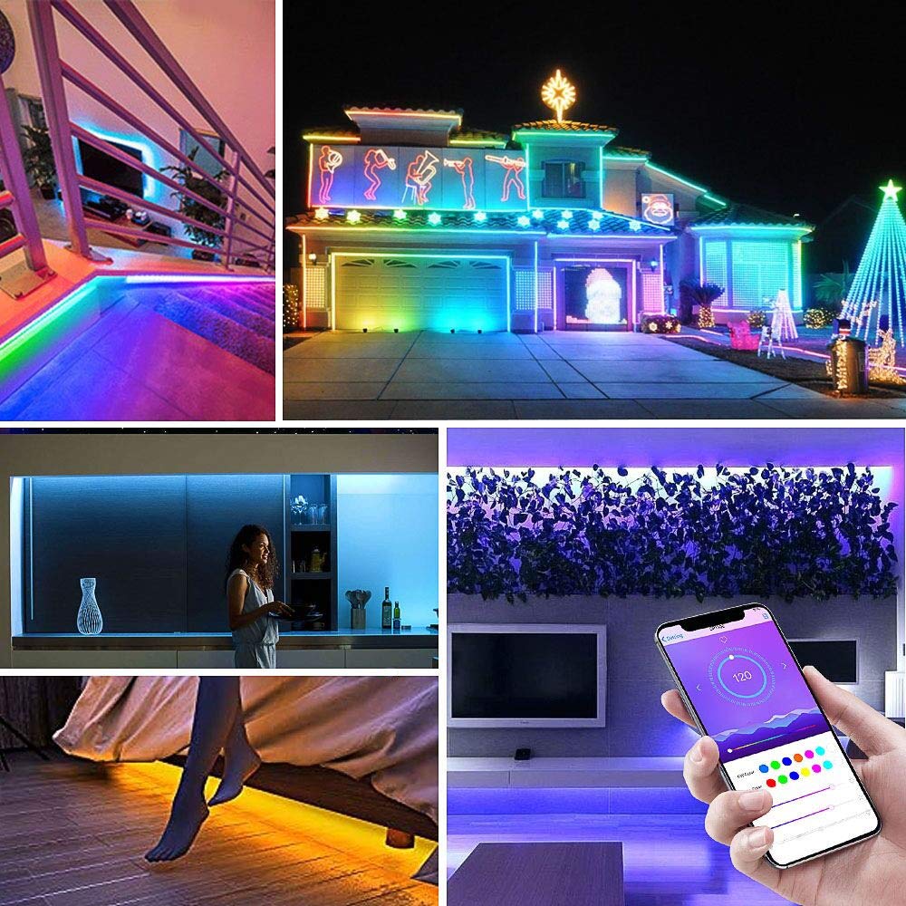 SP501E Color Chasing Alexa LED Strip Light Kit, 32.8Ft/10m Flexible  Waterproof Digital Addressable RGB LED Rope Lights Working with iOS &  Android 